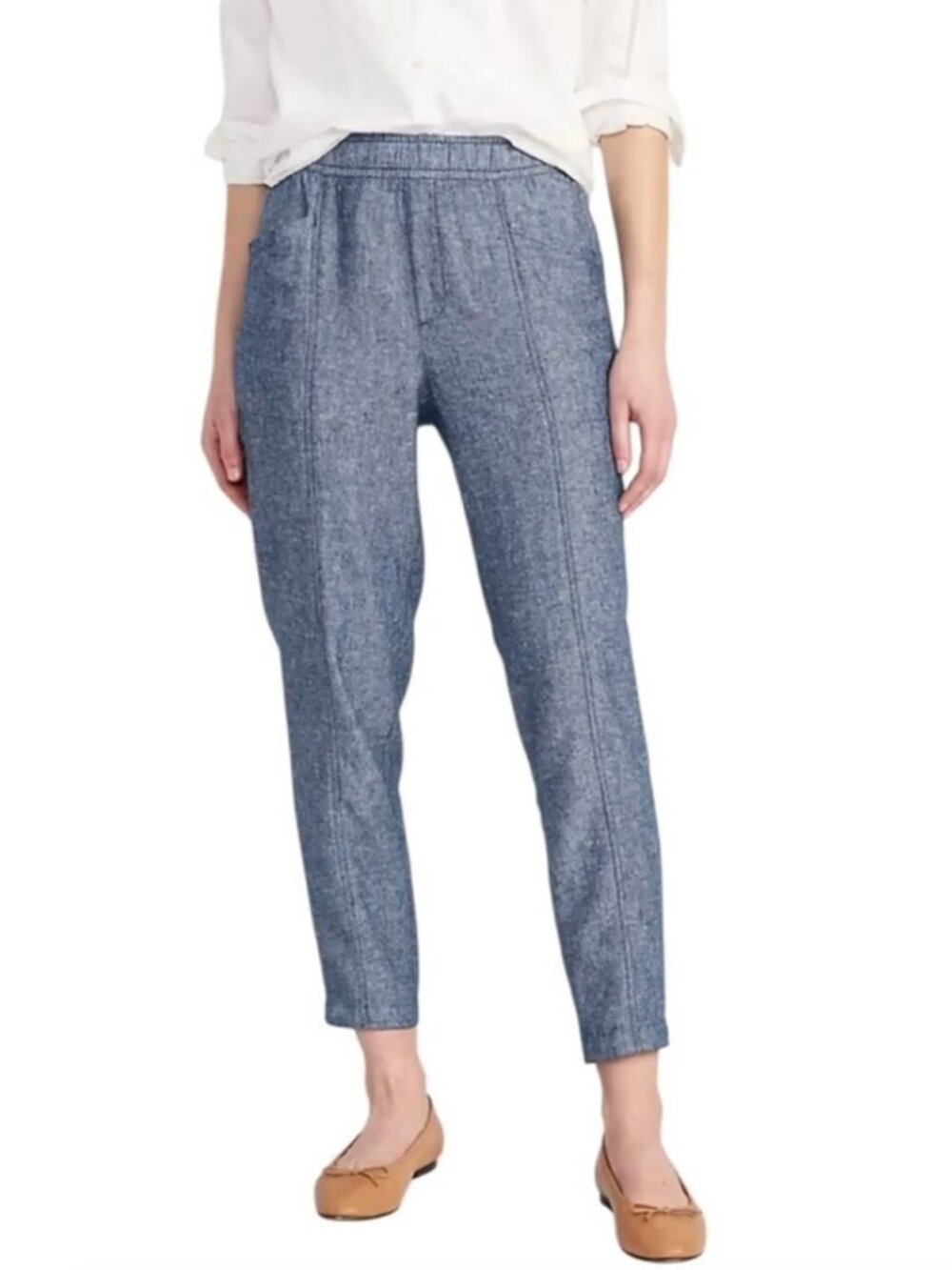 Old Navy high-waisted linen-blend Straight tapered pants size M